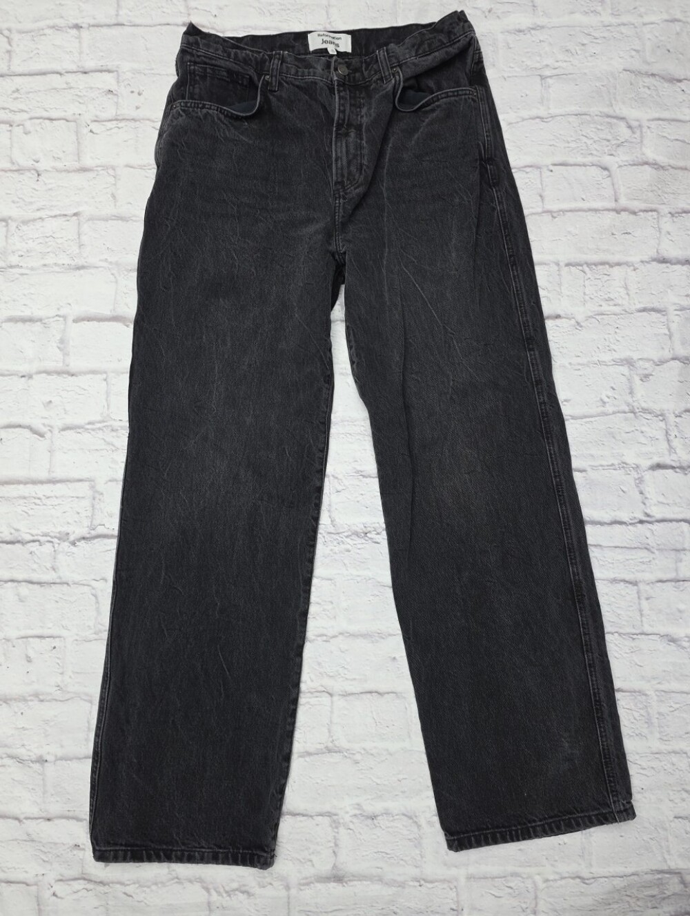 Reformation Val 90s Straight Jeans Sz 30(34x31) Black Denim High-Rise Pockets